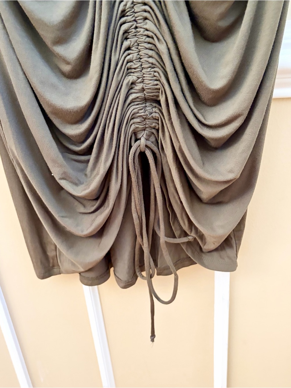 Fashion Nova Hong Kong Ruched Dress Olive Green - Picture 9 of 10